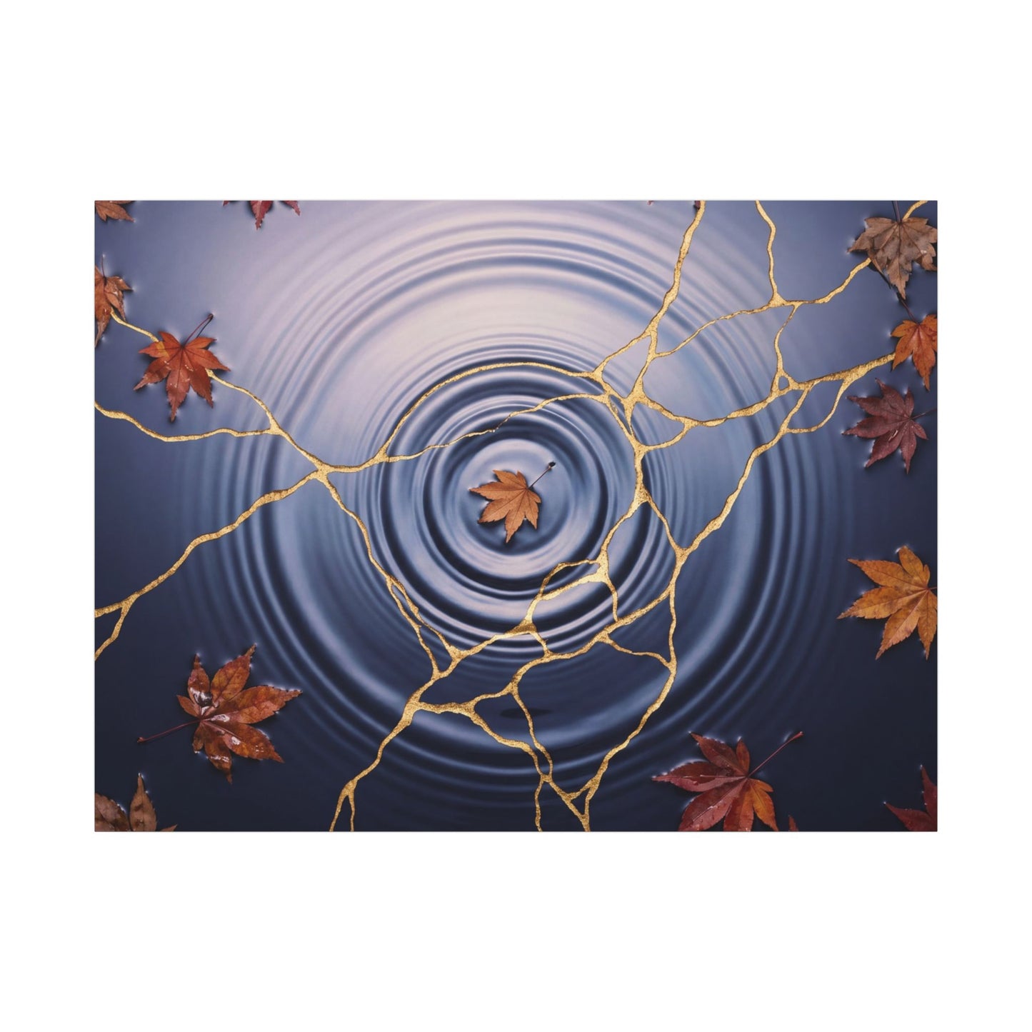 Kintsugi Water Ripple in Dawn | Gold Vein Canvas Art