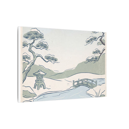 Japandi Moonlit Garden in Moonlight | Minimal Line Canvas Art