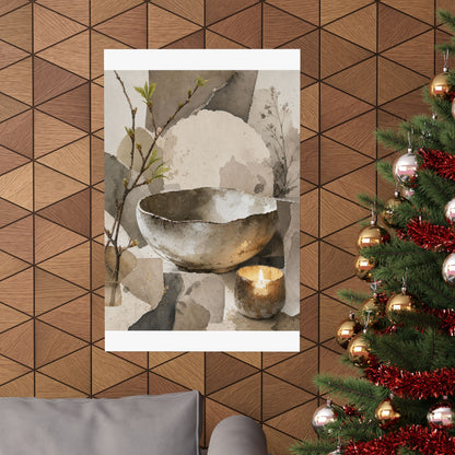 Candlelight Ceramic Bowl Wall Art Print - Japandi Fukinsei