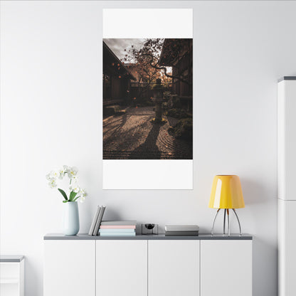 Seijaku Stone Lantern Canvas Art - Dark Japandi Shadow Zen