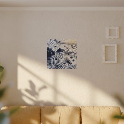 Zen Rock Garden in Golden Hour | Sumi E Canvas Art