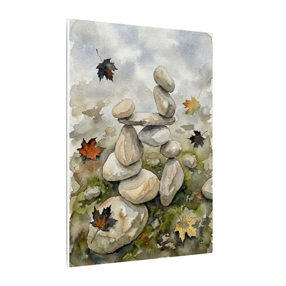 Overcast River Stones Canvas Art - Japandi Fukinsei