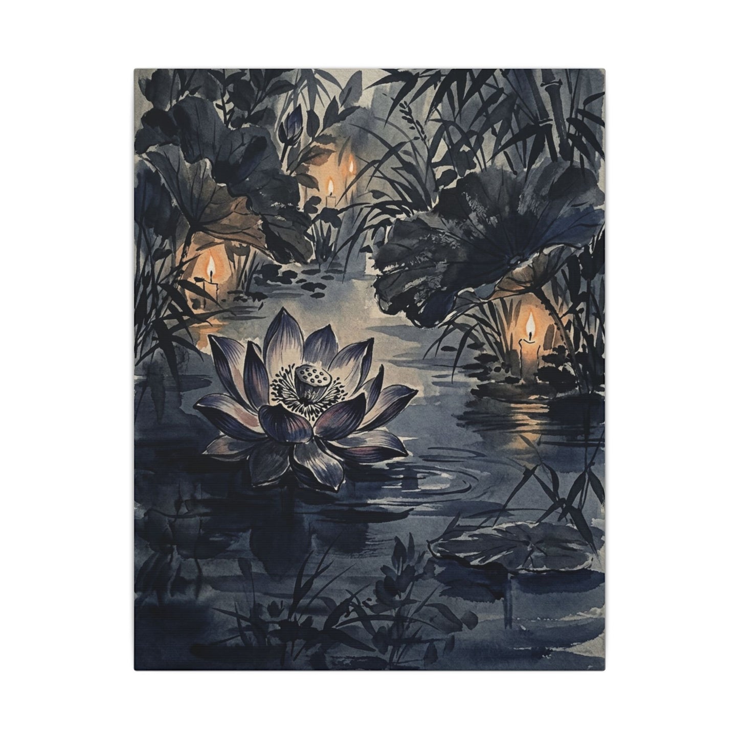 Fukinsei Lotus Flower Canvas Art - Zen Sumi E