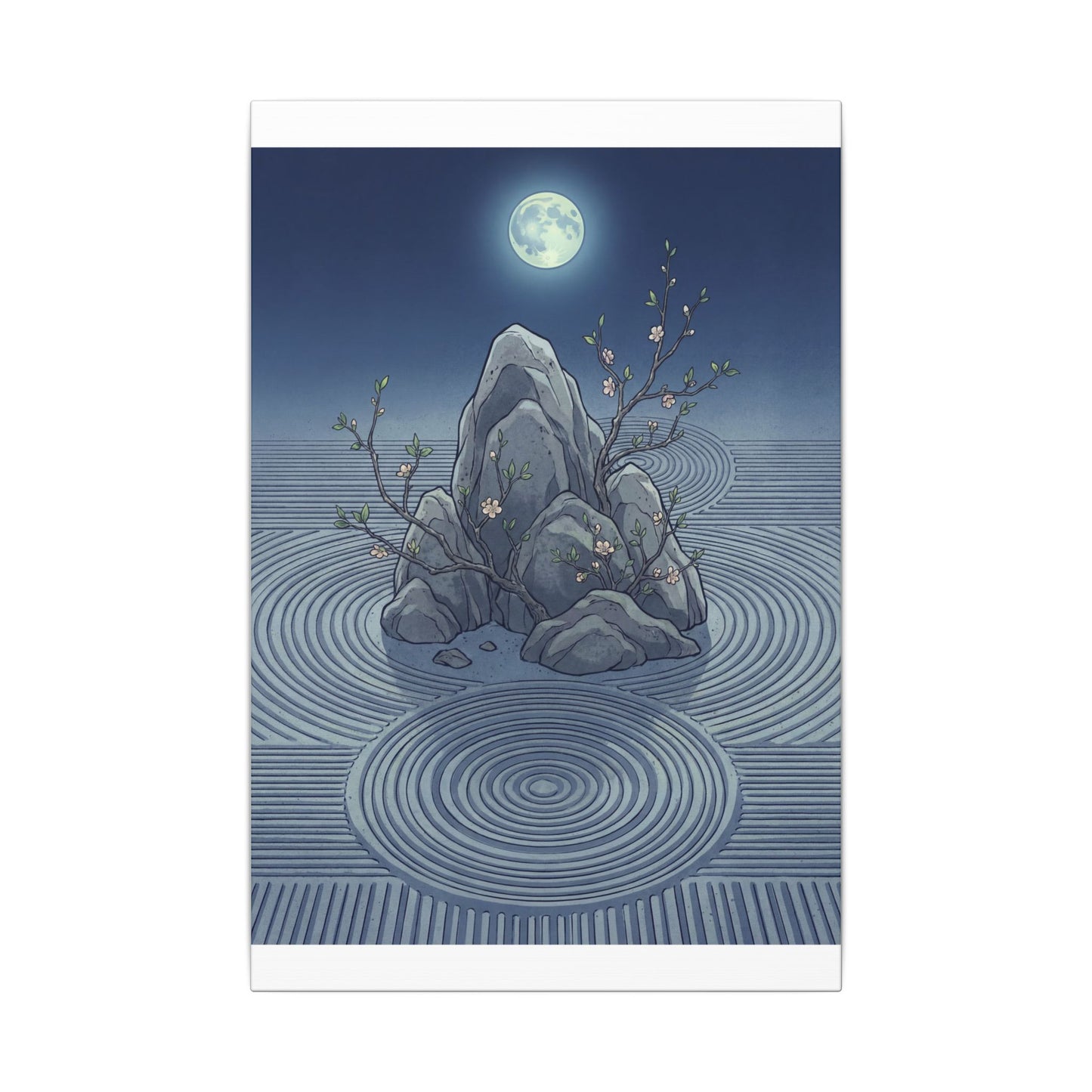 Spring Rock Garden Ukiyo E Inspired Canvas Art | Tranquil Decor