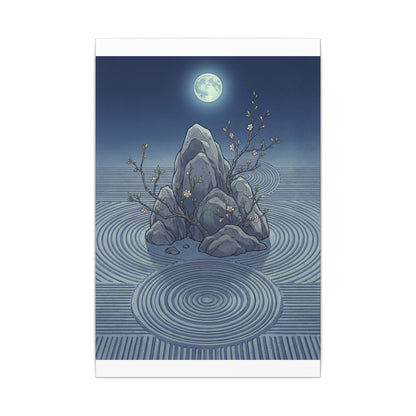 Spring Rock Garden Ukiyo E Inspired Canvas Art | Tranquil Decor