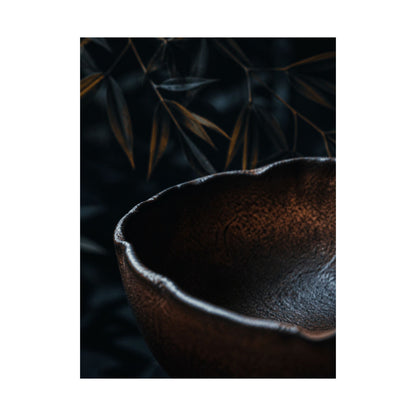 Moonlight Ceramic Bowl Wall Art Print - Dark Japandi Kanso