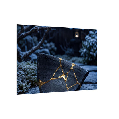 Moonlit Garden Winter Canvas Art | Kintsugi Artful Design