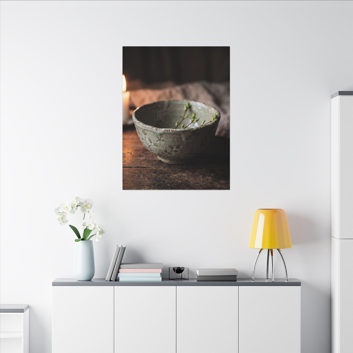 Ceramic Bowl Spring Canvas Art | Japandi Neutral Design