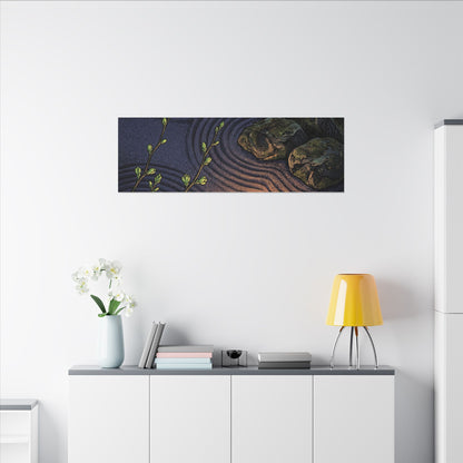 Mono No Aware Rock Garden Canvas Art - Zen Ukiyo E Inspired