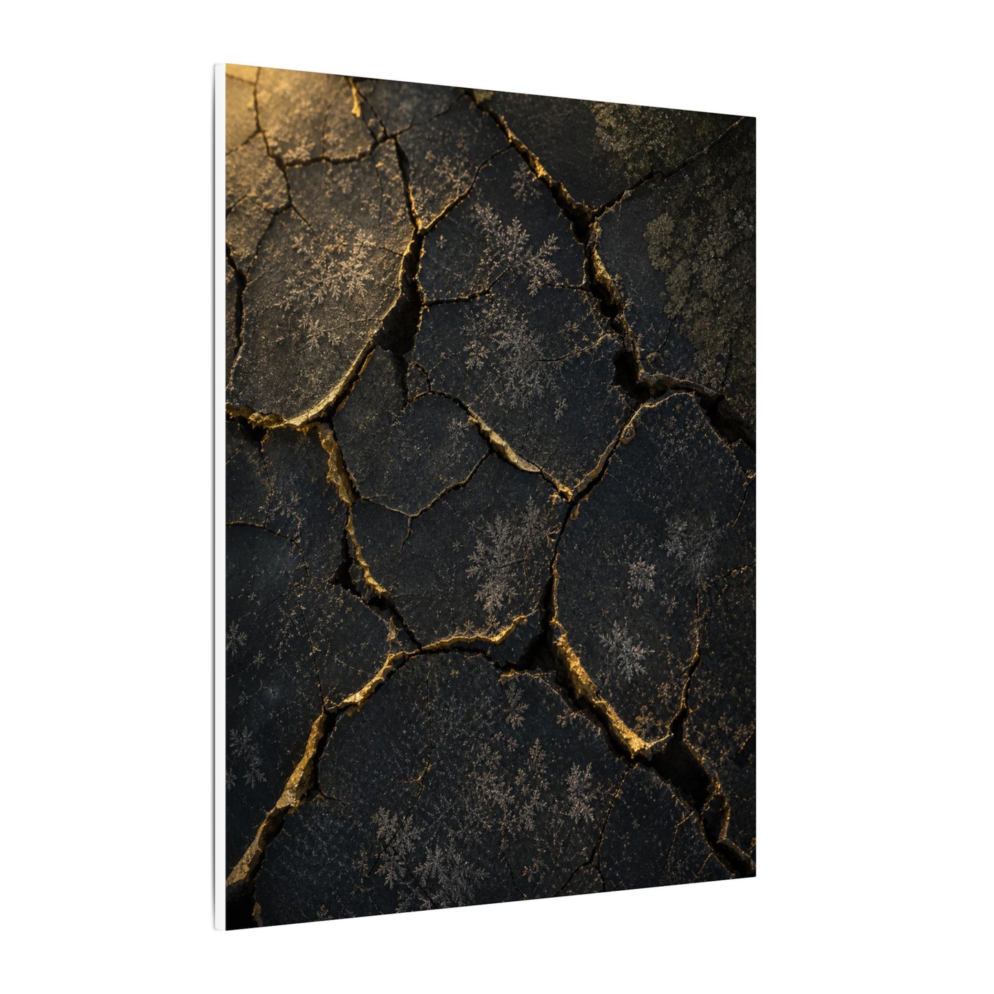 Cracked Earth Canvas Art | Winter Dark Japandi Shadow Zen Art