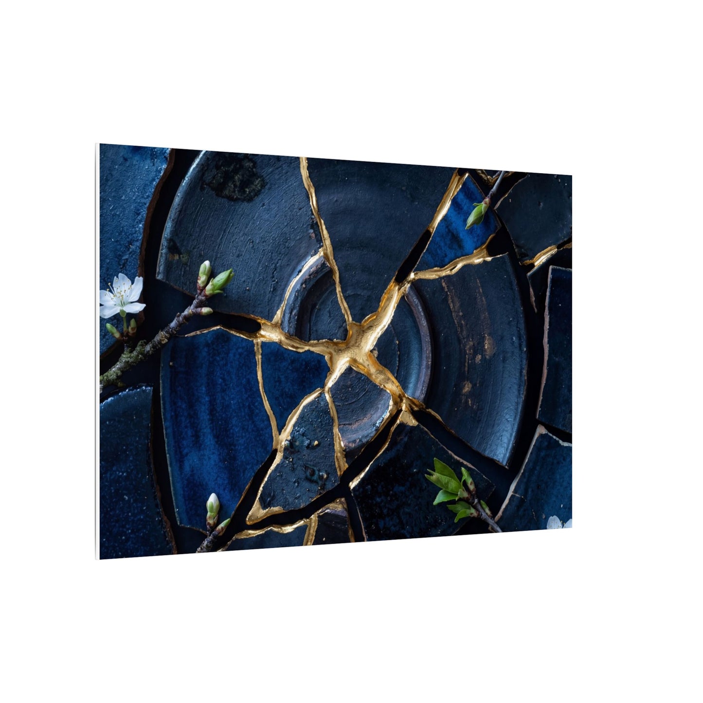 Moonlight Broken Pottery Canvas Art - Kintsugi Fukinsei