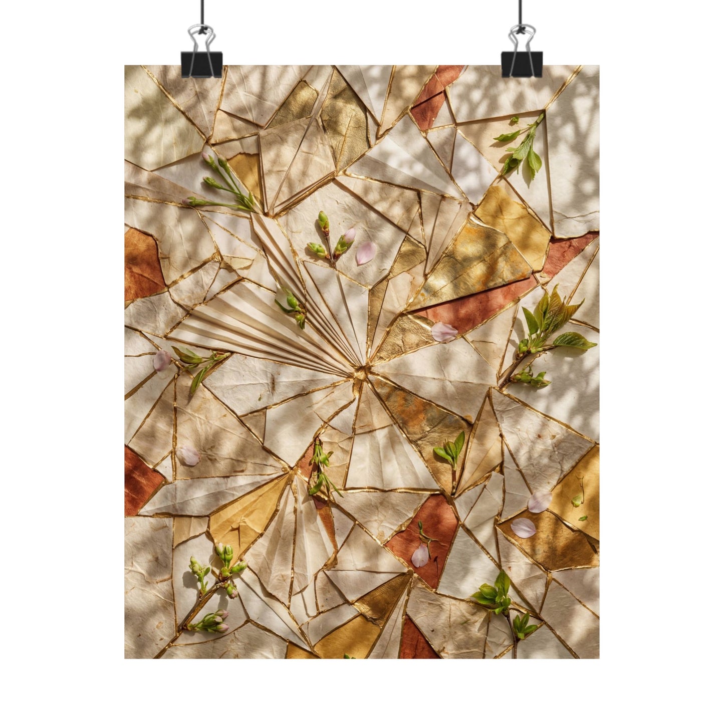 Artful Paper Fold Wall Art Print - Gold Repair Kintsugi Art Print