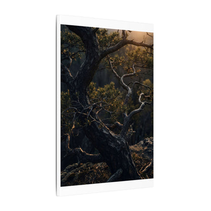 Moody Pine Tree Canvas Art - Moody Minimal Dark Japandi