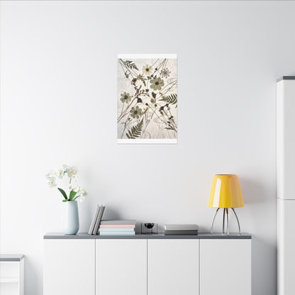 Japandi Dried Flowers in Golden Hour | Japanese Pattern Canvas Art