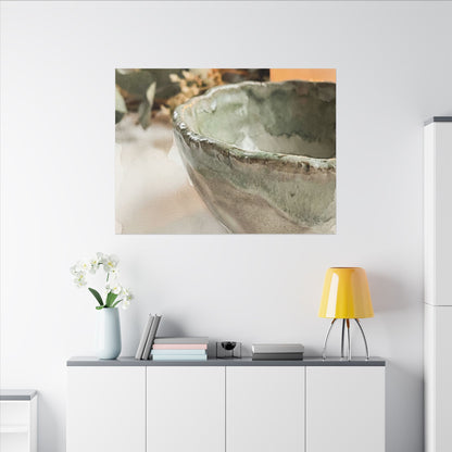 Ceramic Bowl Canvas Art | Summer Japandi Watercolor Art