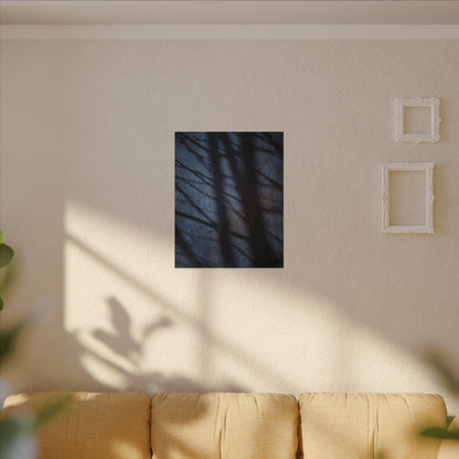 Dark Japandi Shadow Play in Moonlight | Moody Minimal Canvas Art