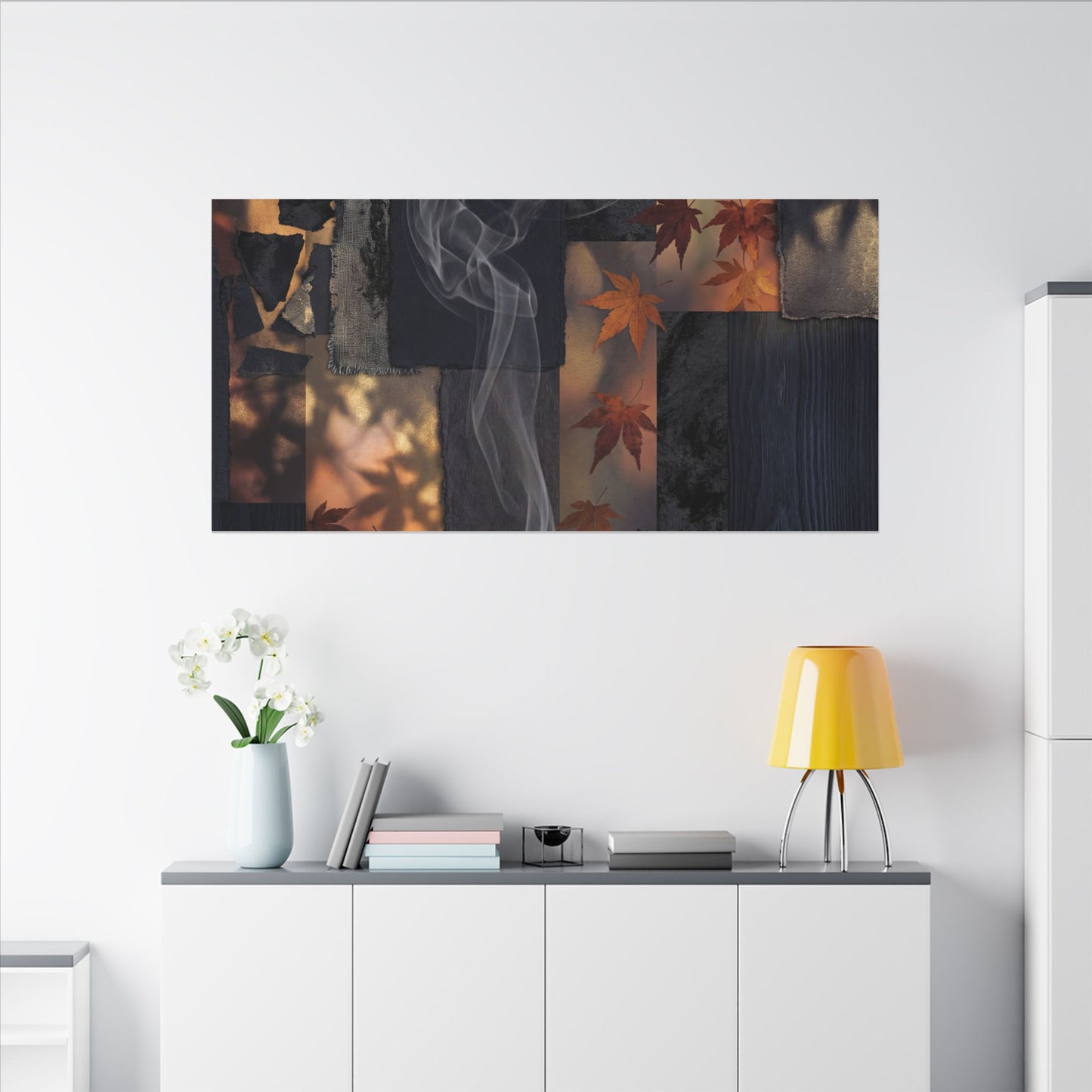 Autumn Incense Smoke Dark Texture Canvas Art | Sophisticated Decor