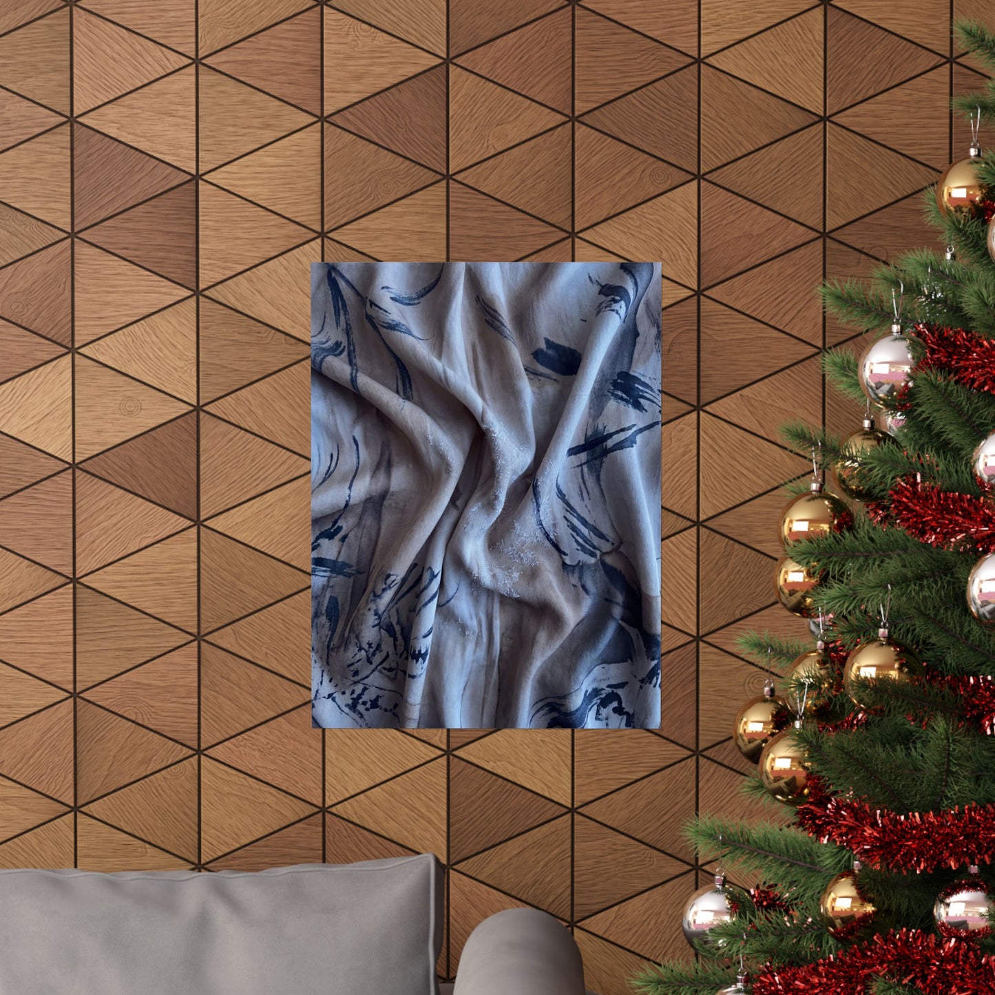 Silk Drape Wall Art Print | Winter Japandi Japanese Pattern Art