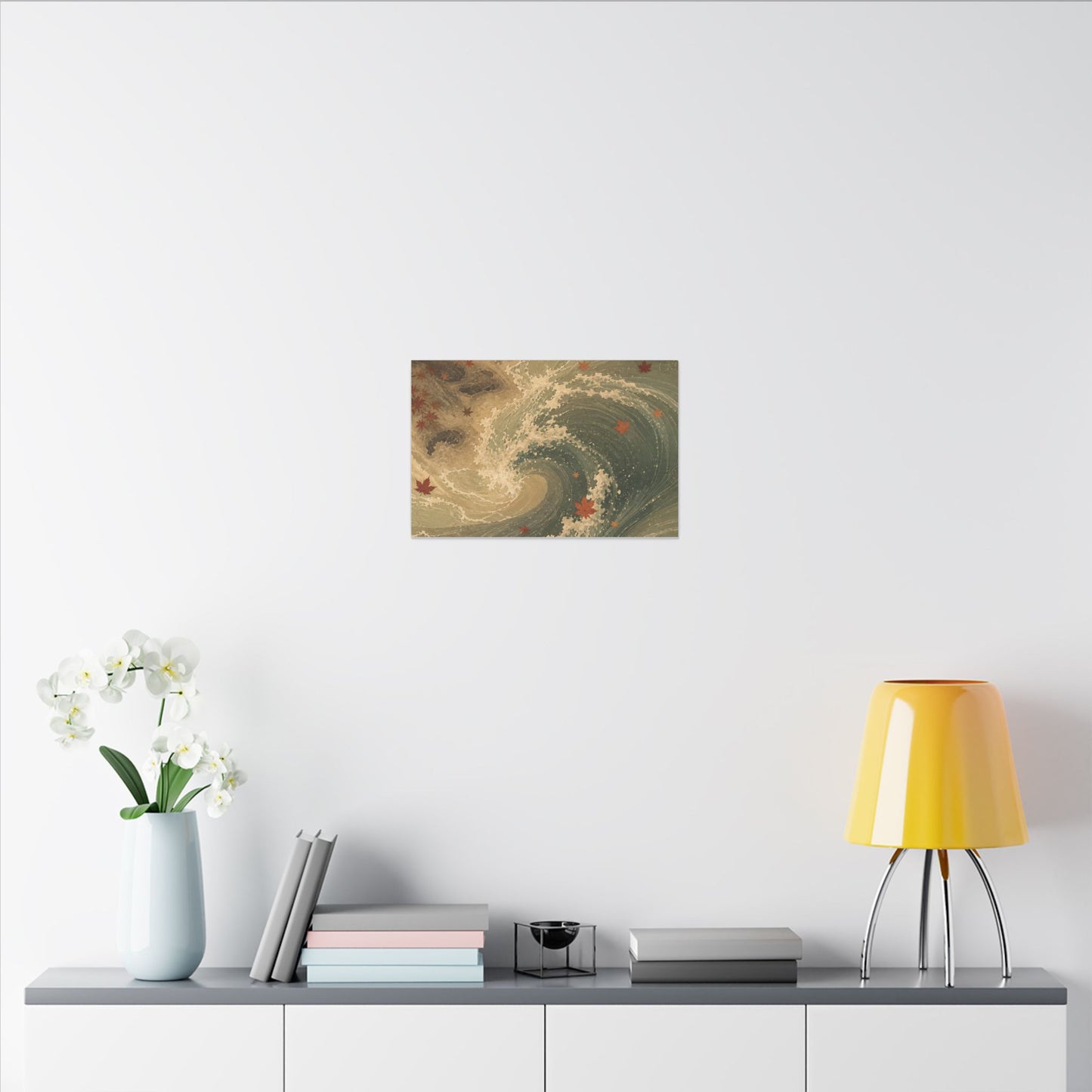 Japandi Ocean Wave in Candlelight | Japanese Pattern Canvas Art