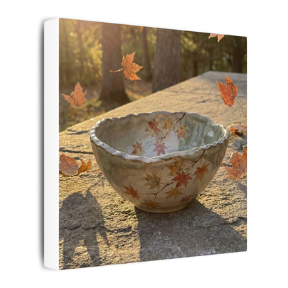 Japandi Ceramic Bowl in Golden Hour | Japanese Pattern Canvas Art