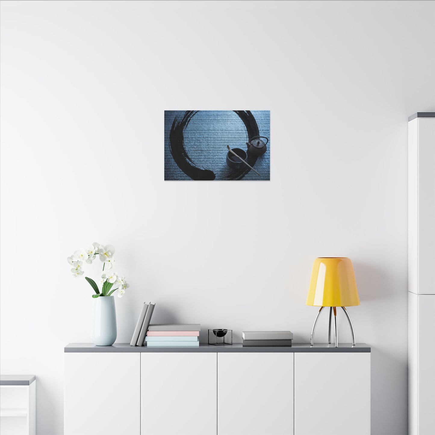 Winter Tea Ceremony Enso Canvas Art | Peaceful Decor
