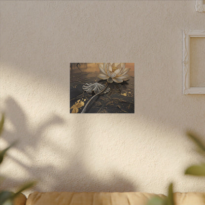 Kintsugi Lotus Flower in Golden Hour | Gold Vein Canvas Art