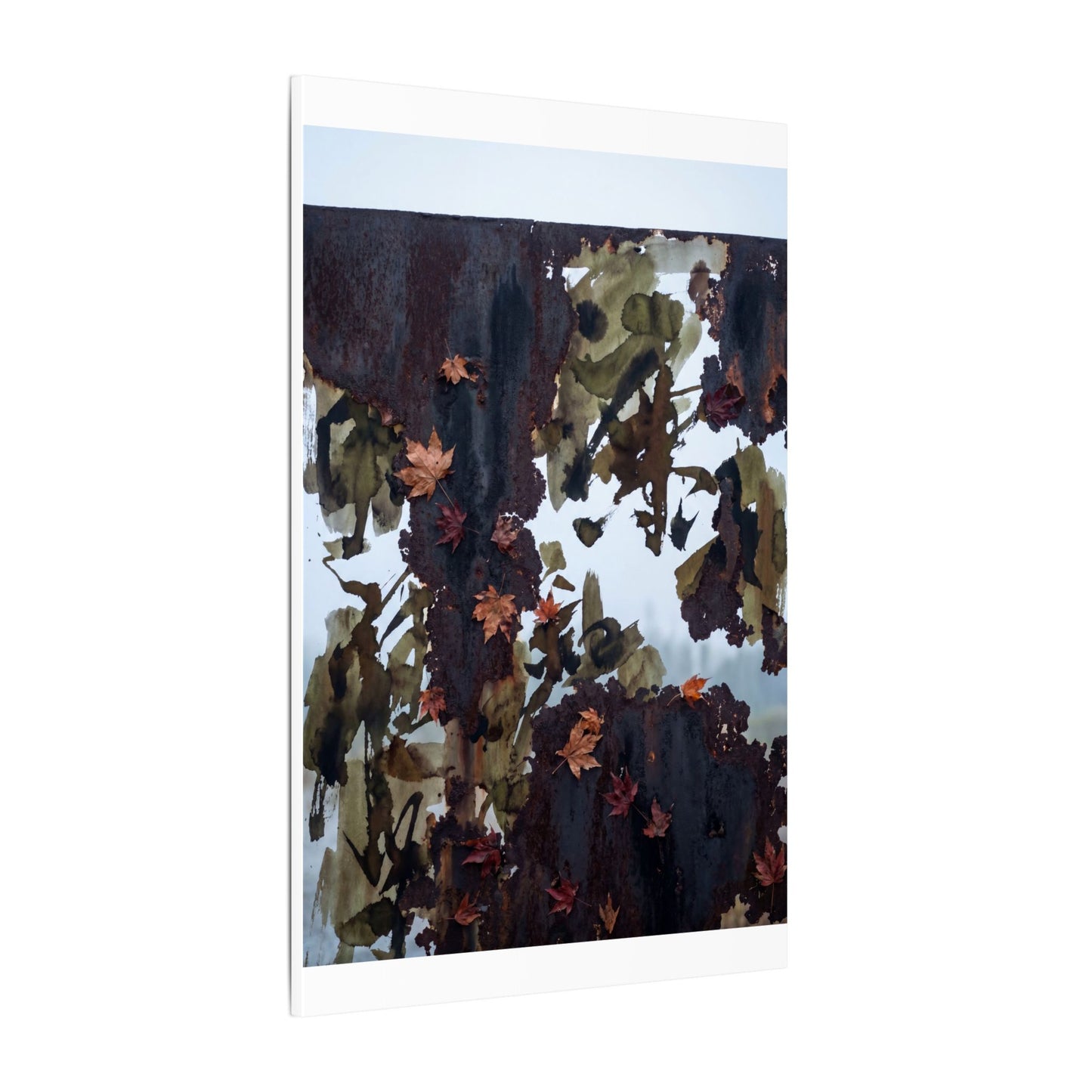 Rust Patina Charcoal Ink Canvas Art | Sophisticated Dark Japandi Art