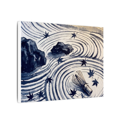 Zen Rock Garden in Golden Hour | Sumi E Canvas Art