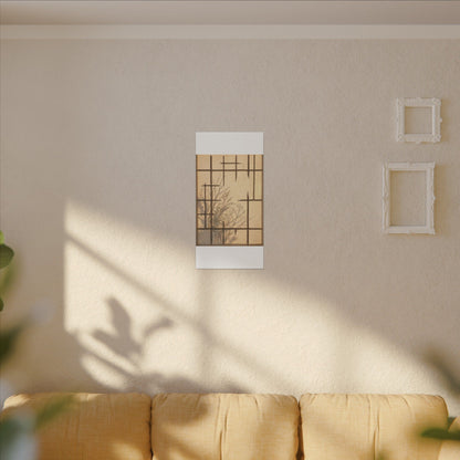 Shoji Screen Canvas Art | Winter Japandi Minimal Line Art