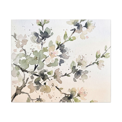 Cherry Blossom Watercolor Canvas Art | Elegant Japandi Art