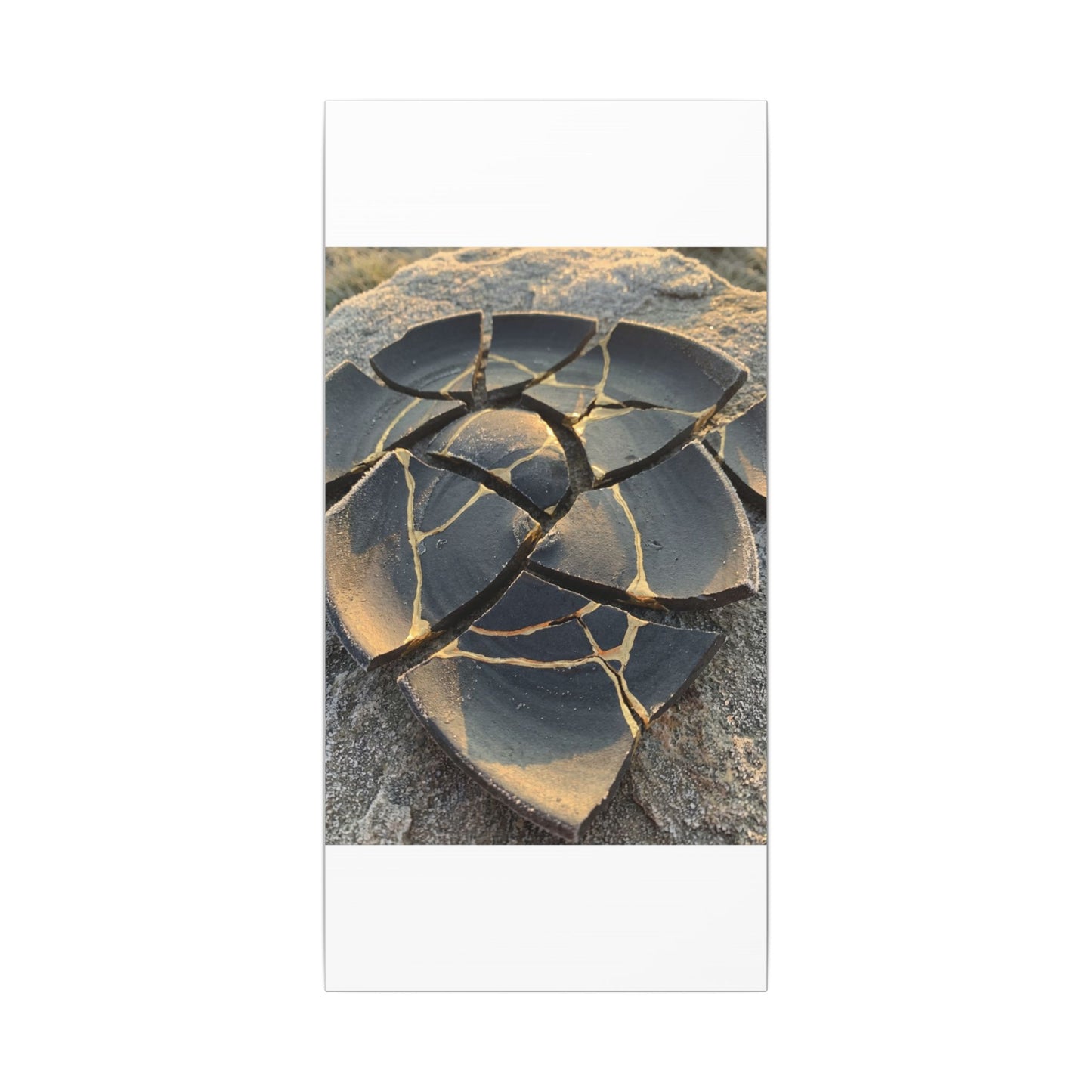 Broken Pottery Winter Canvas Art | Kintsugi Resilient Design