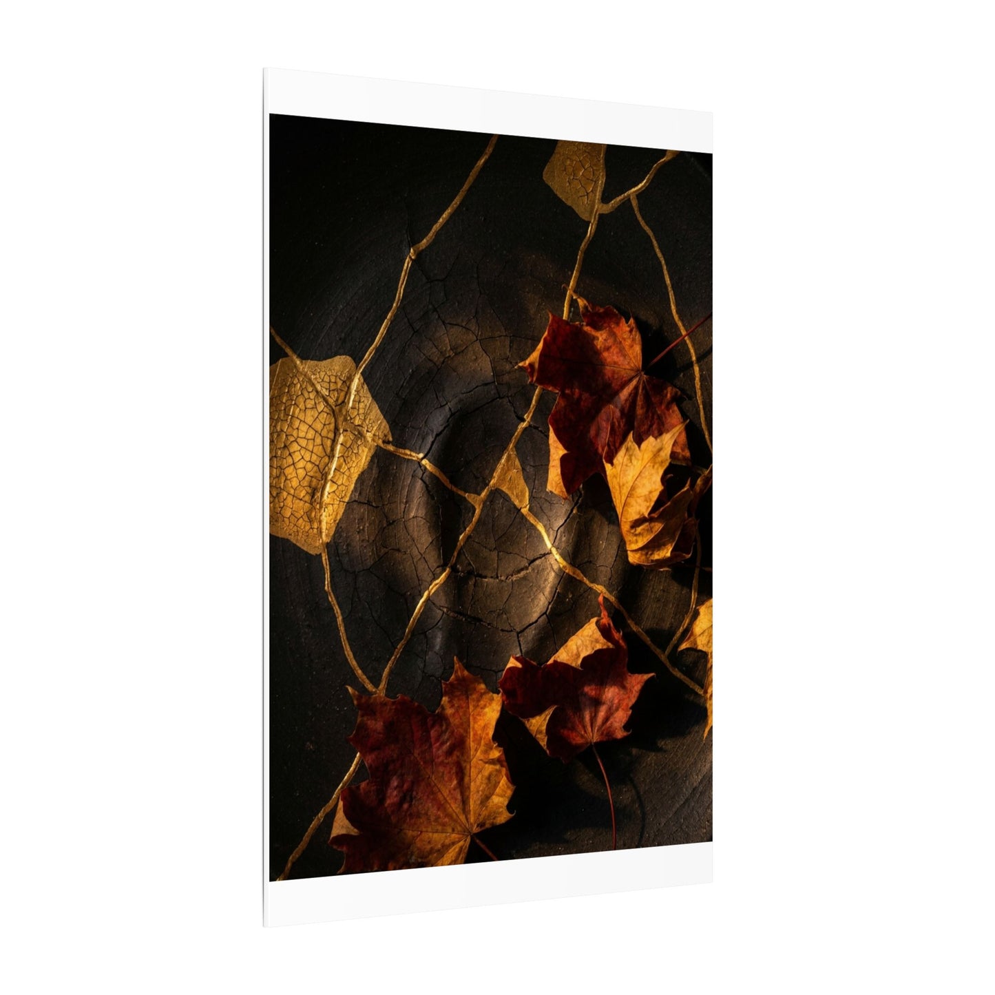 Resilient Shadow Play Canvas Art - Crackle Gold Kintsugi