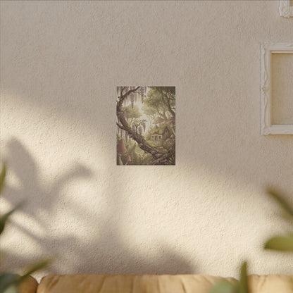Summer Wisteria Mushroom Illustration Canvas Art | Enchanting Decor