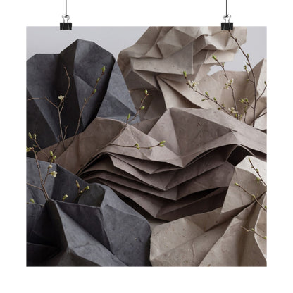 Paper Fold Texture Wall Art Print | Earthy Japandi Art