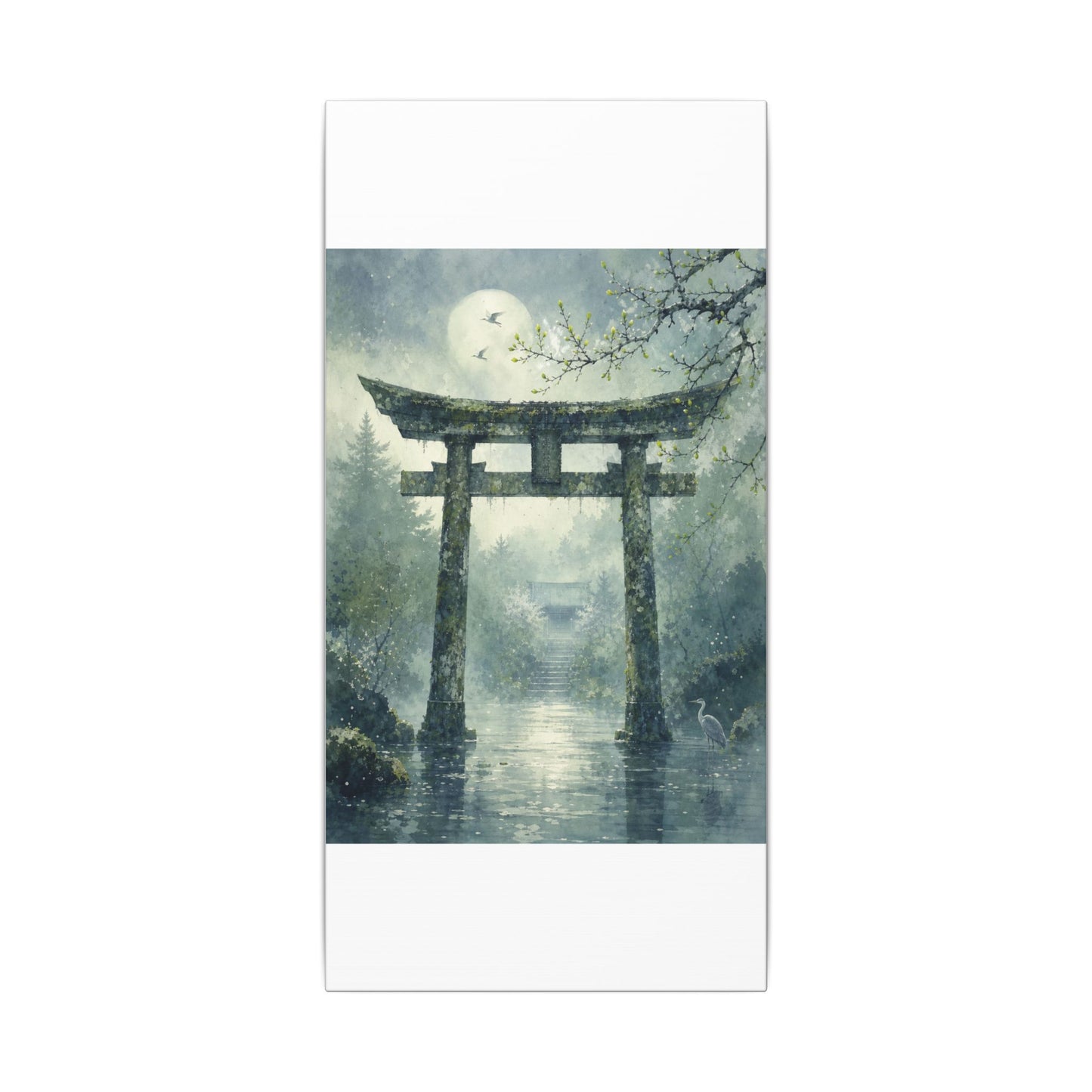 Earthy Torii Gate Canvas Art - Watercolor Japandi