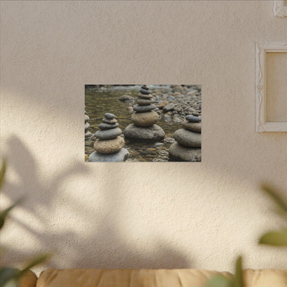 Zen River Stones in Dawn | Karesansui Canvas Art