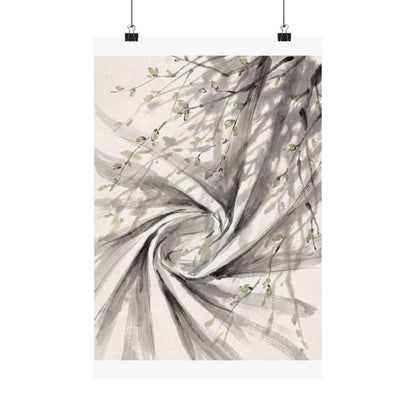 Silk Drape Wall Art Print | Spring Zen Sumi E Art Art Print