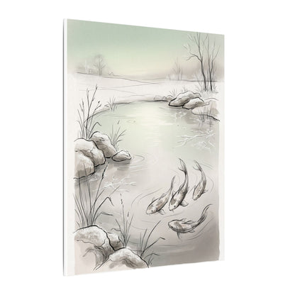 Koi Pond Minimal Line Canvas Art | Cozy Japandi Art