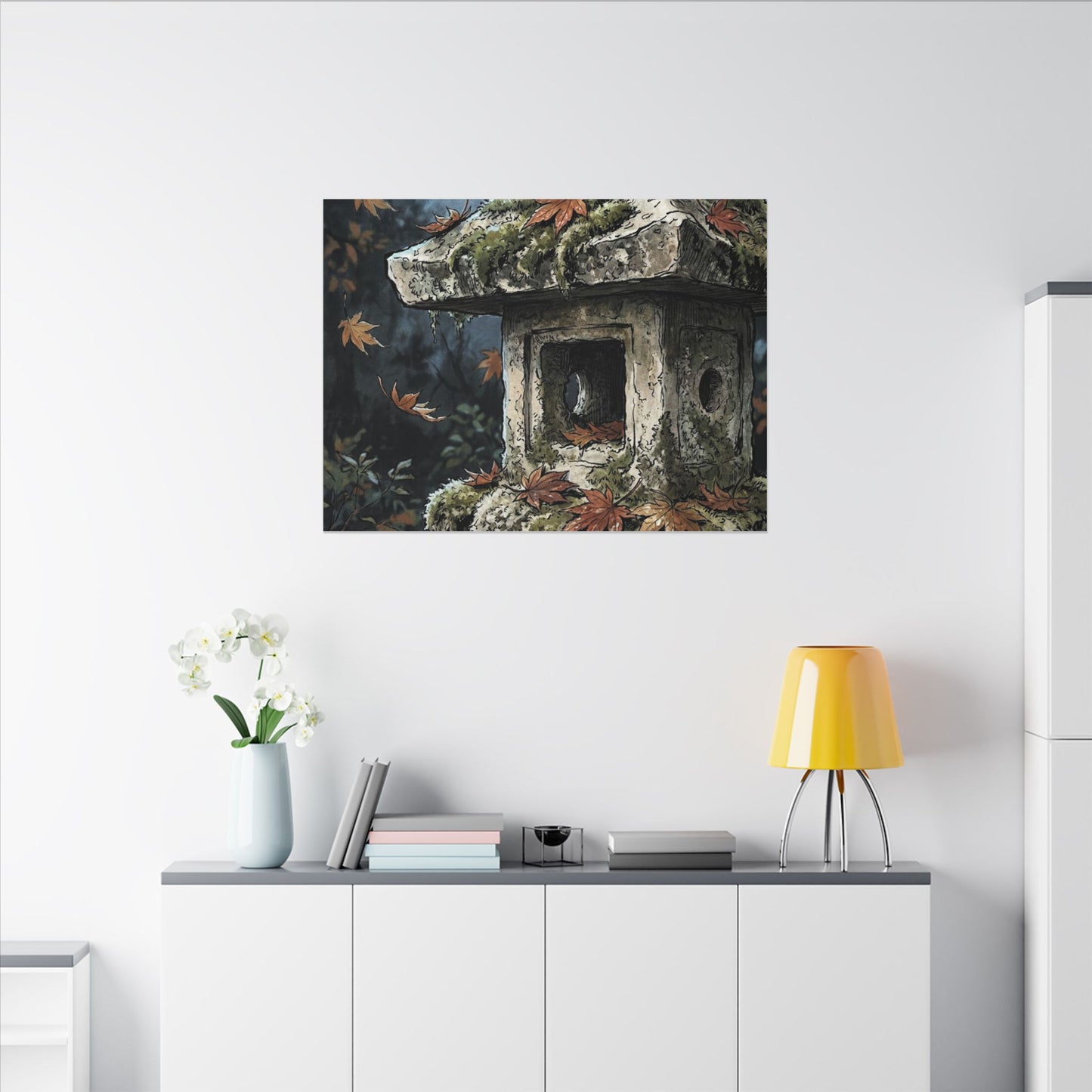 Shibui Stone Lantern Canvas Art - Japandi Minimal Line