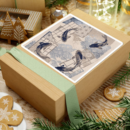 Koi Pond Sticker | Winter Japandi Japanese Pattern Art