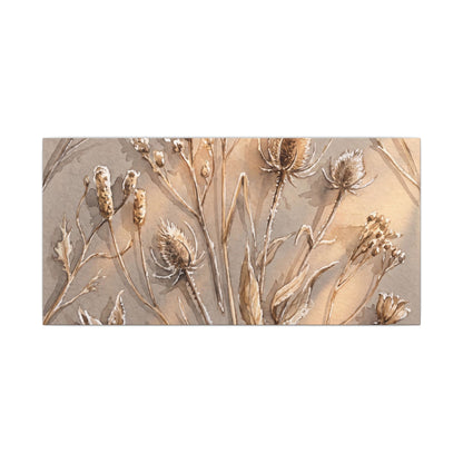 Japandi Dried Flowers in Golden Hour | Watercolor Canvas Art