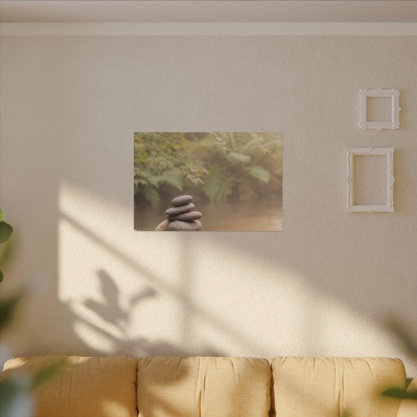 Cozy River Stones Canvas Art - Japanese Pattern Japandi