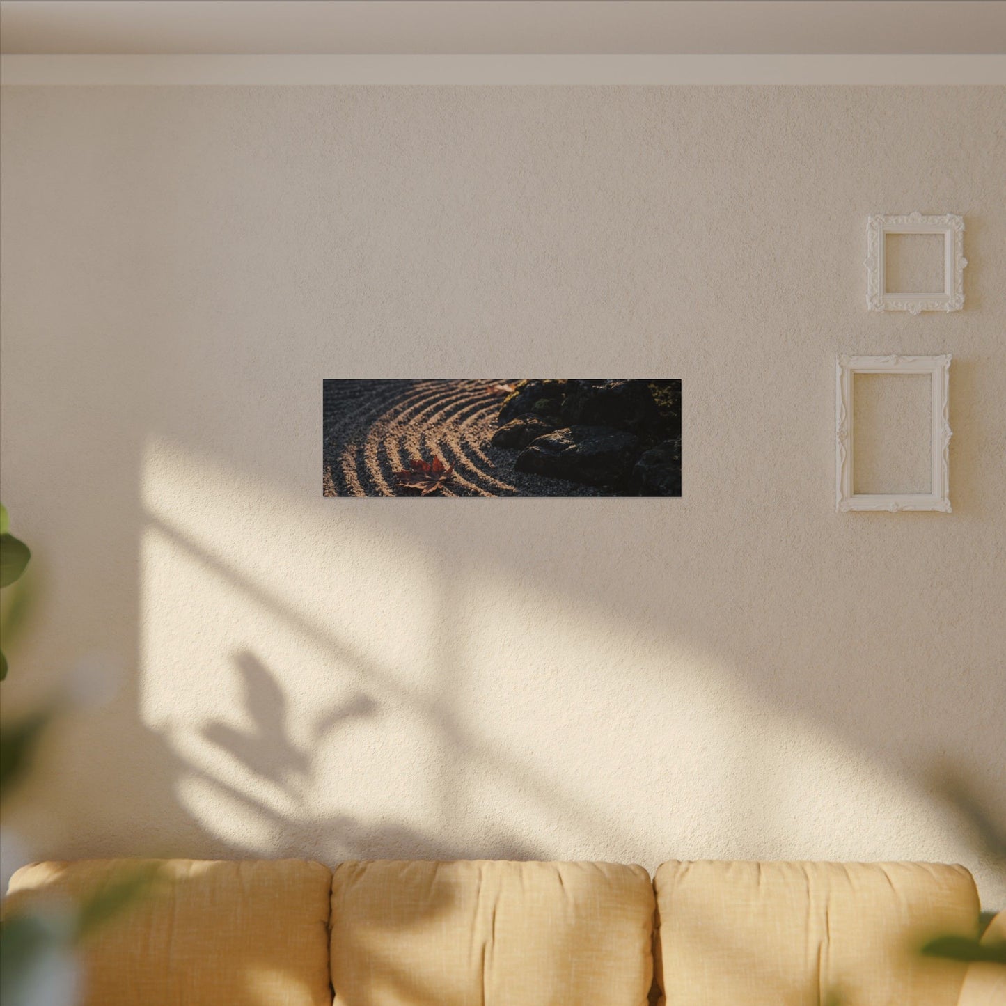 Rock Garden Moody Minimal Canvas Art | Bold Dark Japandi Art