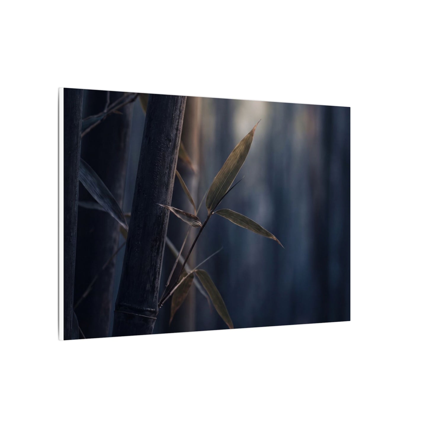 Dark Japandi Bamboo Grove in Dawn | Moody Minimal Canvas Art