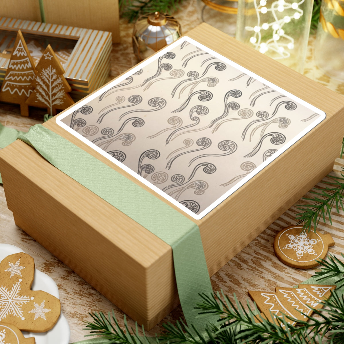 Summer Fern Unfurling Japanese Pattern Sticker | Neutral Decor
