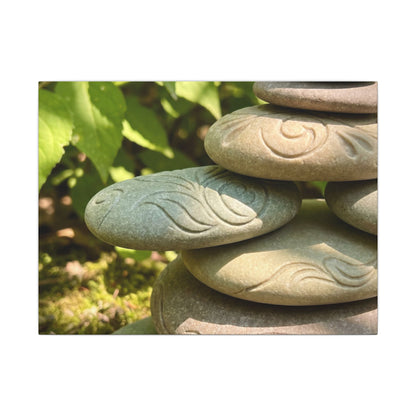 River Stones Summer Canvas Art | Japandi Earthy Design