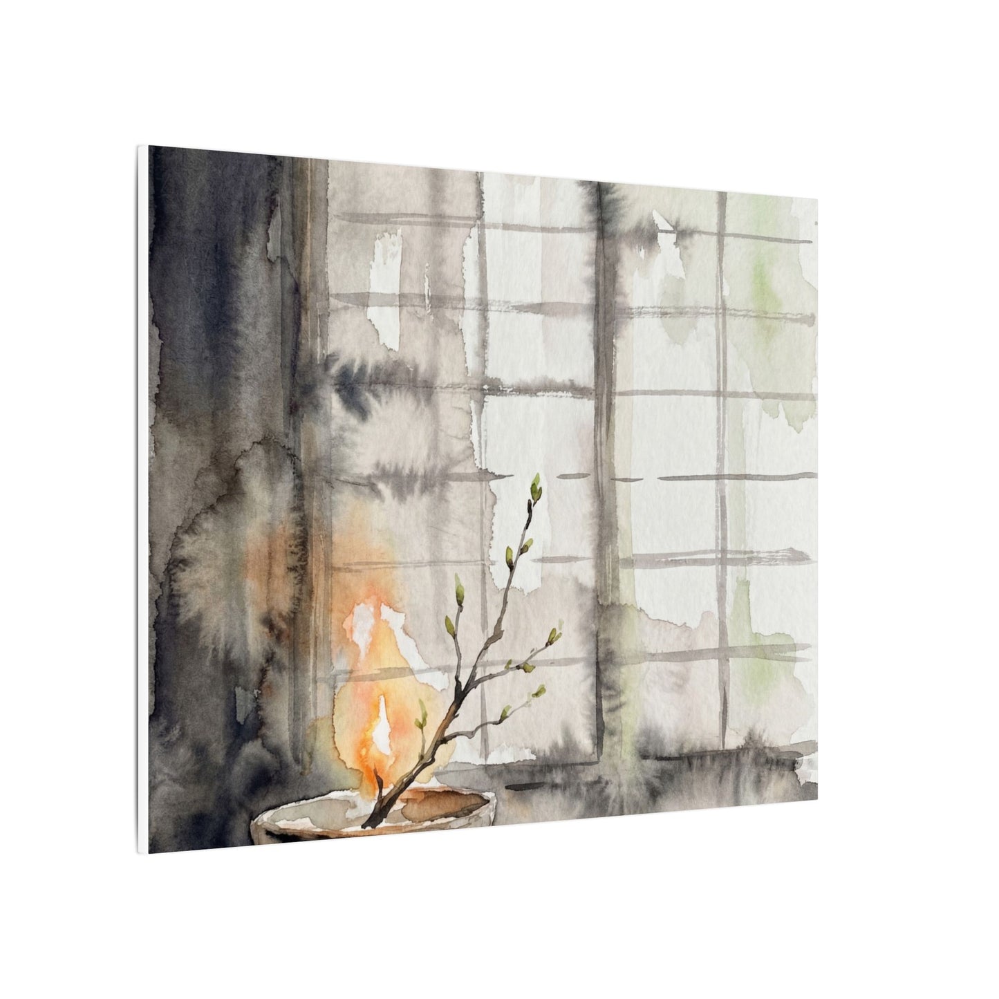 Shoji Screen Canvas Art | Spring Japandi Watercolor Art