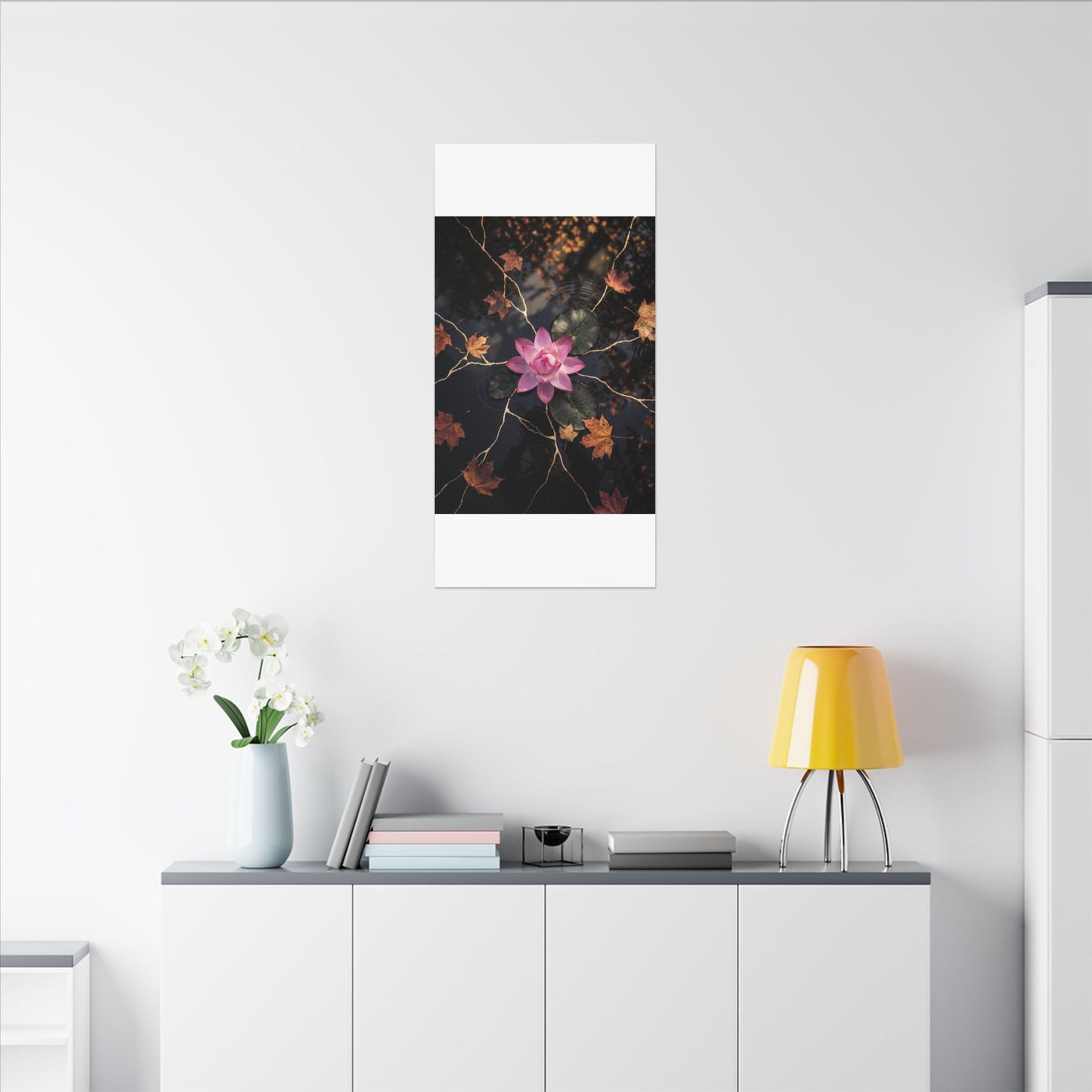 Ma Lotus Flower Canvas Art - Kintsugi Gold Vein