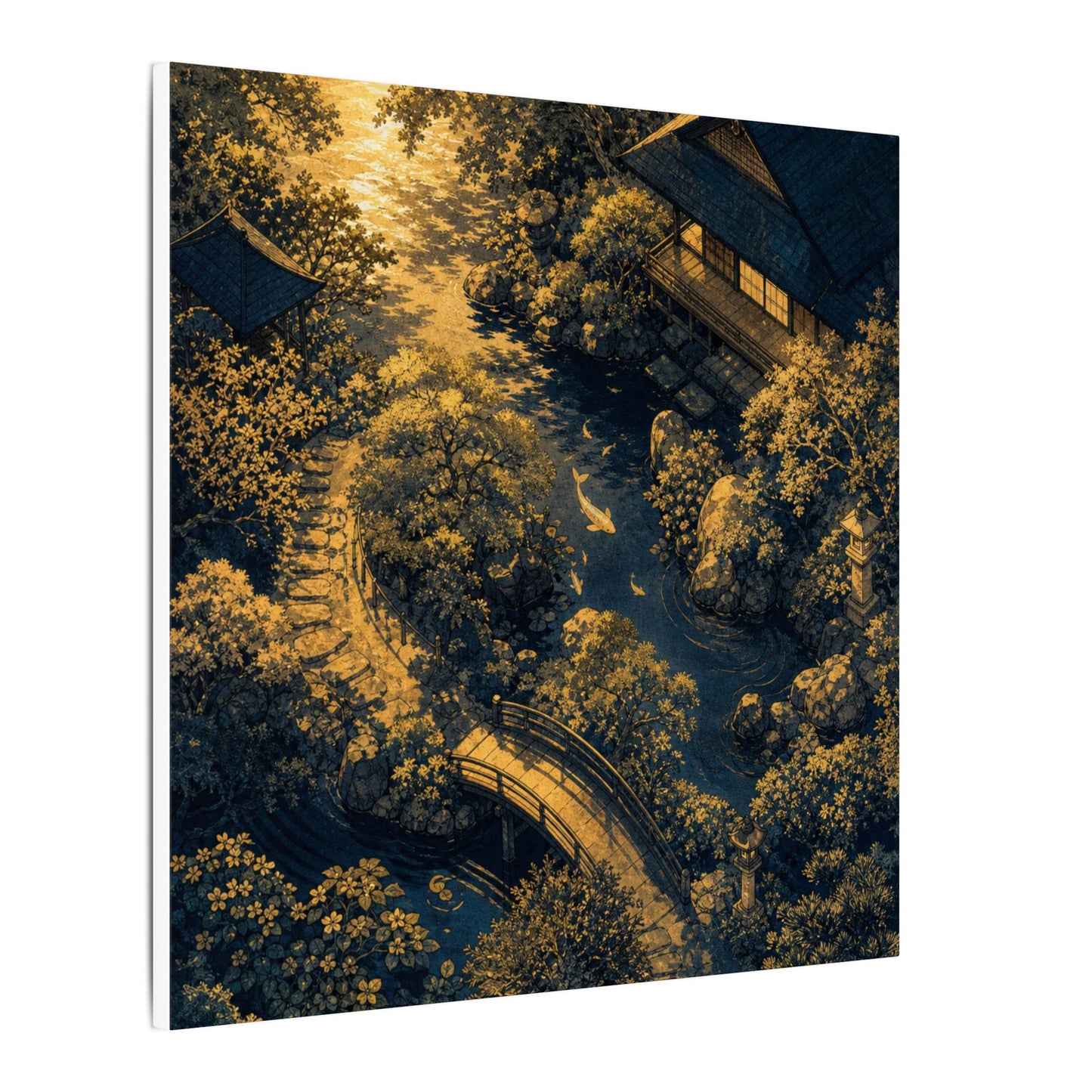 Contemplative Moonlit Garden Canvas Art - Ukiyo E Inspired Zen