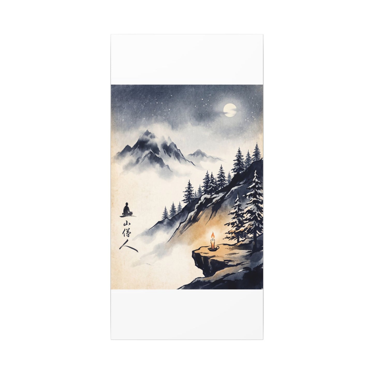 Mountain Mist Canvas Art | Winter Zen Ukiyo E Inspired Art